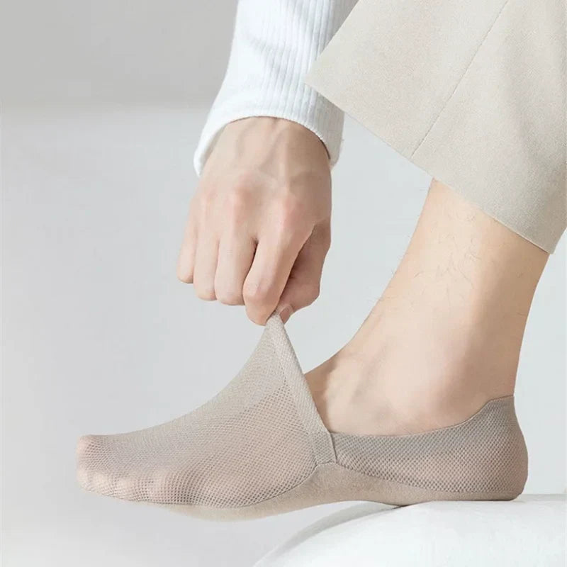 No-Show Socks with Non-Slip Heel Grip, Breathable Cotton Blend