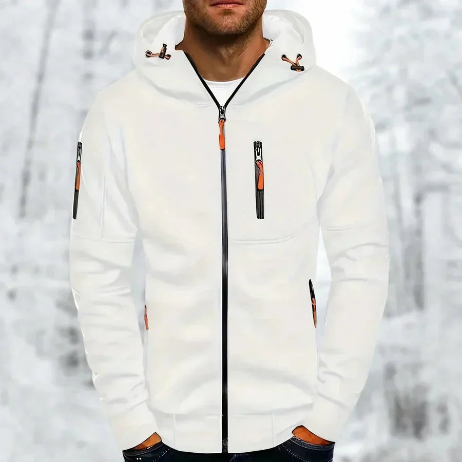 Men's Zip-Up Hoodie with Jacquard Fabric and Hood, Relaxed Fit 3