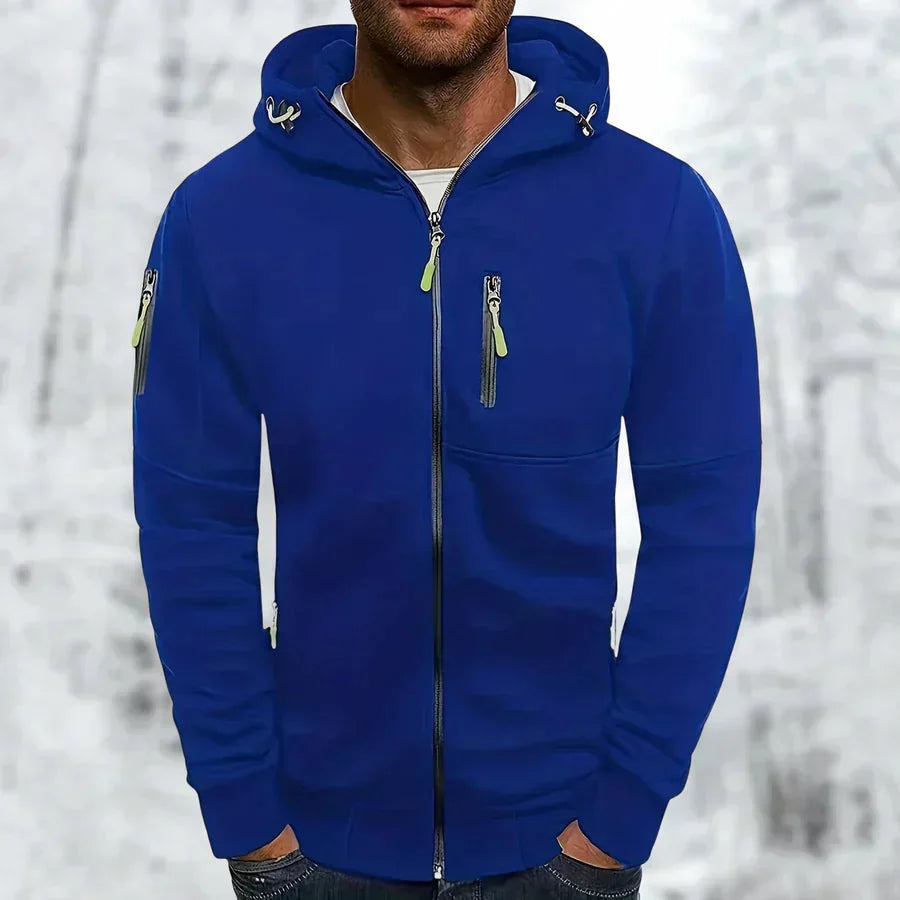 Men's Zip-Up Hoodie with Jacquard Fabric and Hood, Relaxed Fit 1