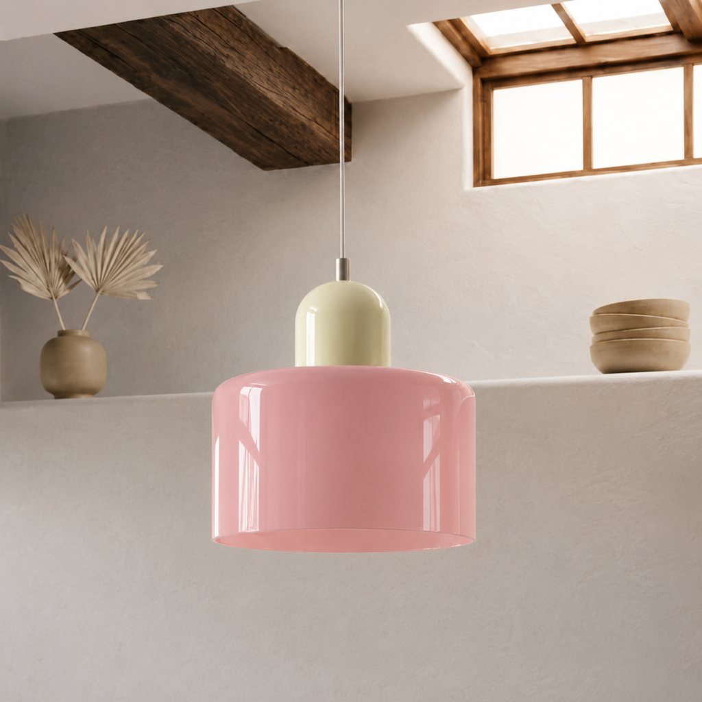 Ring-Shaped Glass Pendant Light with Adjustable Hanging Height and 3-Color Light Switching 10