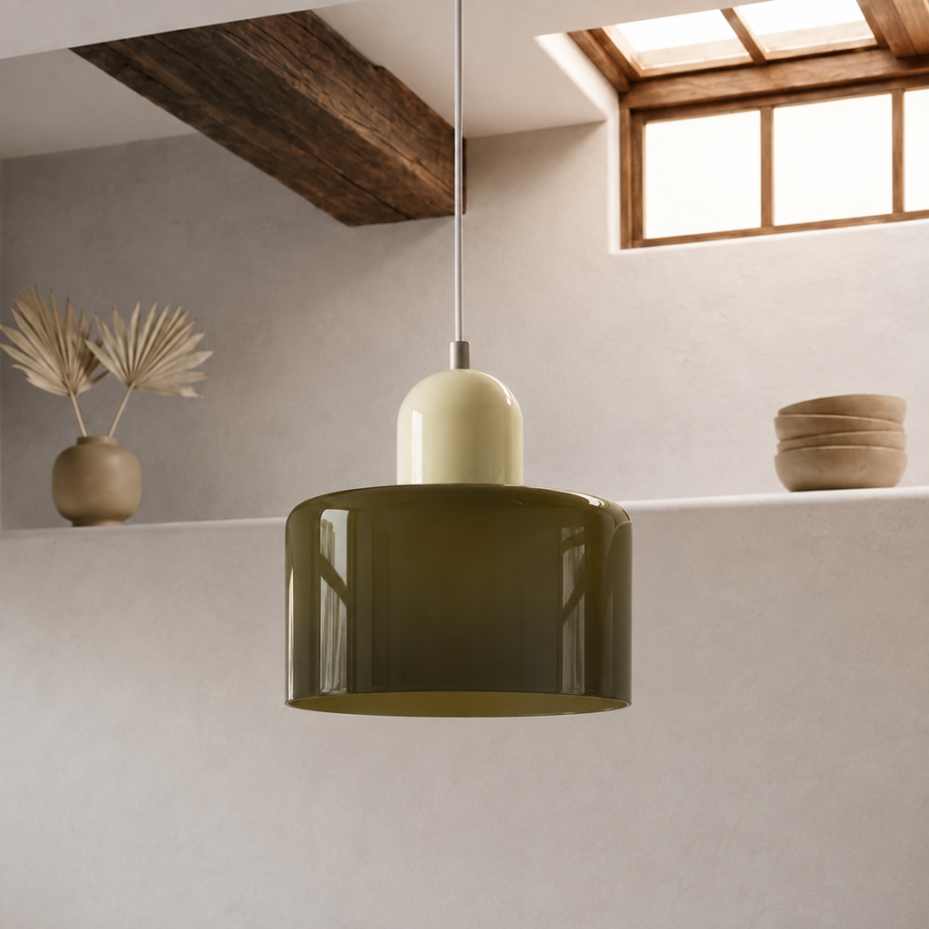 Ring-Shaped Glass Pendant Light with Adjustable Hanging Height and 3-Color Light Switching 18