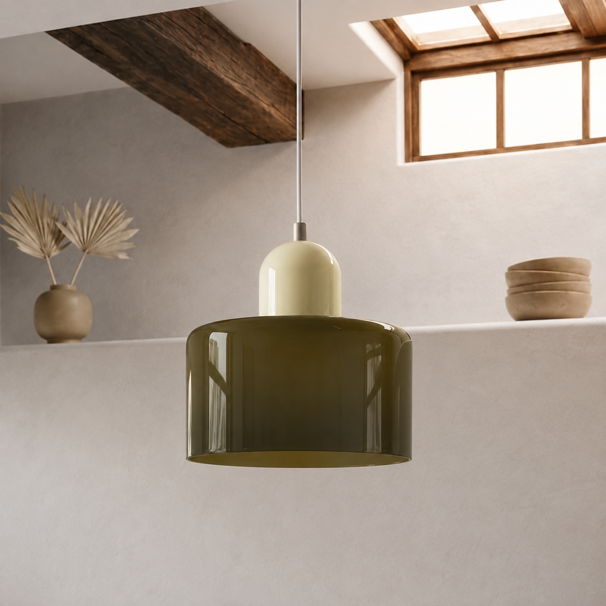 Ring-Shaped Glass Pendant Light with Adjustable Hanging Height and 3-Color Light Switching 18