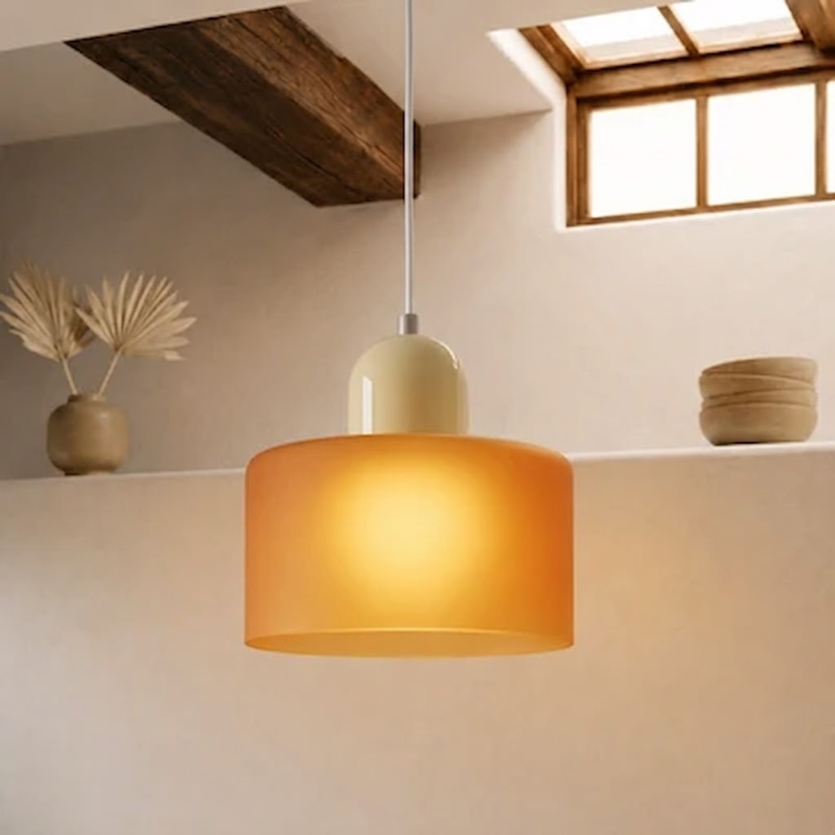 Ring-Shaped Glass Pendant Light with Adjustable Hanging Height and 3-Color Light Switching 25