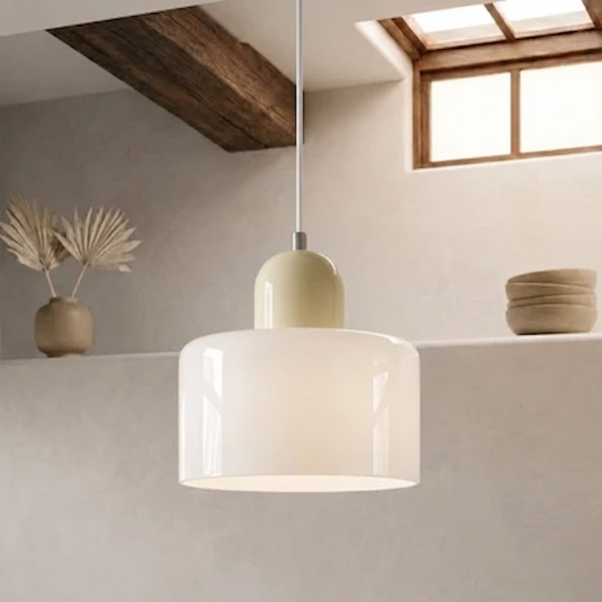 Ring-Shaped Glass Pendant Light with Adjustable Hanging Height and 3-Color Light Switching 32