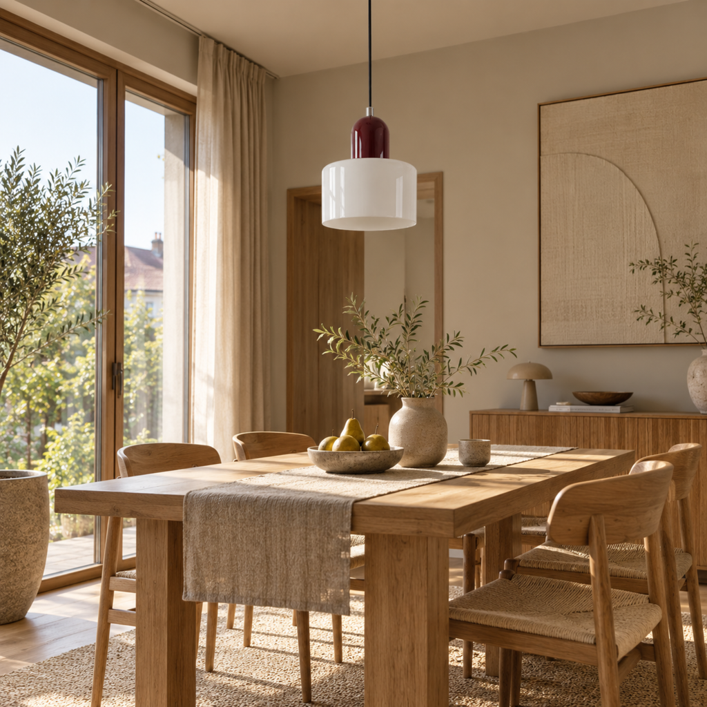 Ring-Shaped Glass Pendant Light with Adjustable Hanging Height and 3-Color Light Switching 5