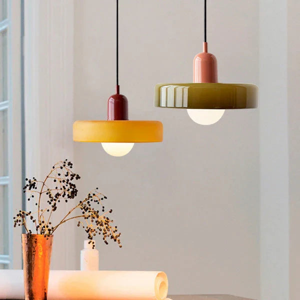 Bauhaus Style Stained Glass Pendant Light with Geometric Design 26