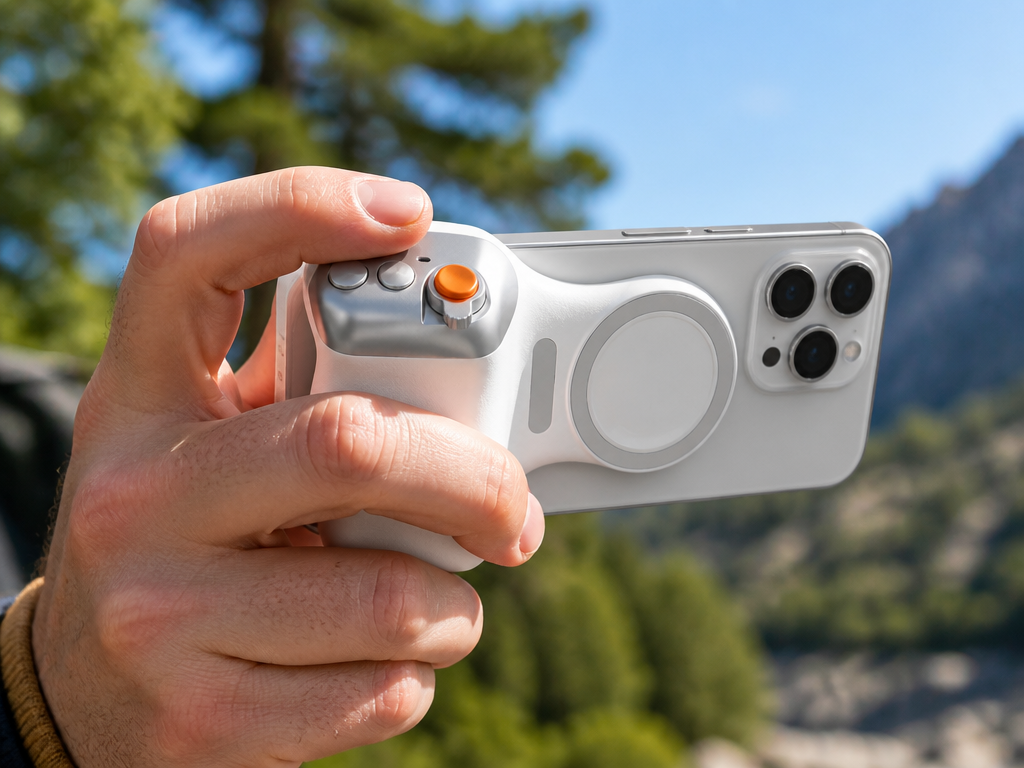 SnapNest grip with phone in hand