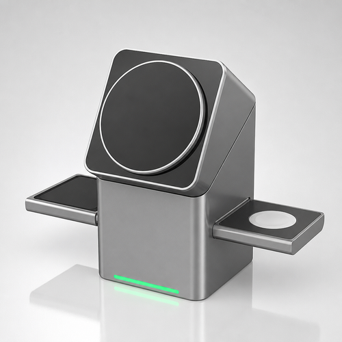 ChargePod 3-in-1 magnetic wireless charging station, studio shot
