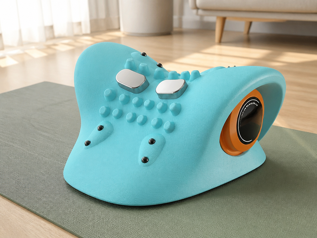 NeckNest neck massage pillow cradle curve on a yoga mat