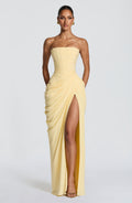 Lois Strapless Corset Maxi Dress with High Slit 1