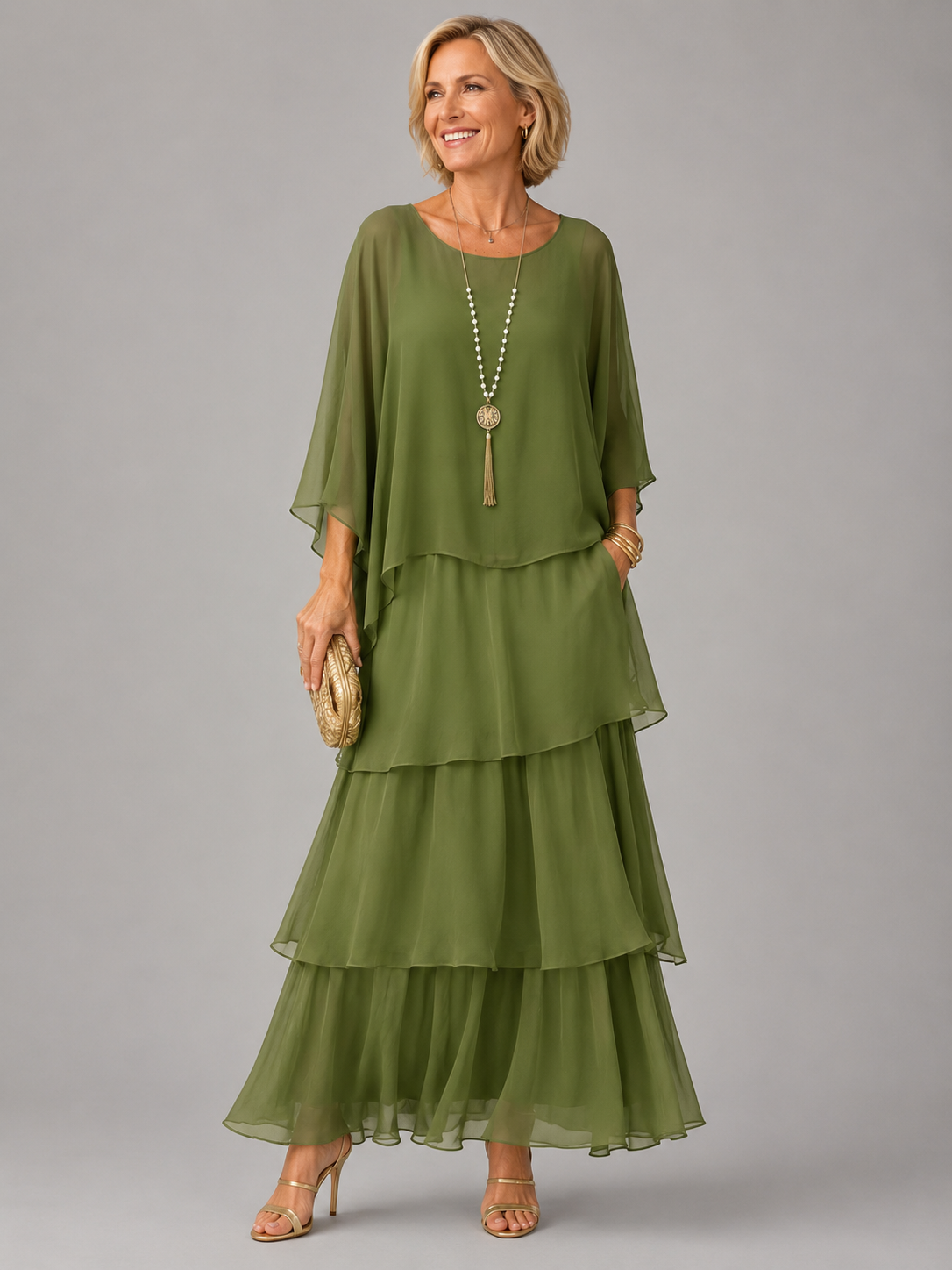 Elegant Flowing Layered Maxi Dress for Women – Loose Fit, Lightweight 2