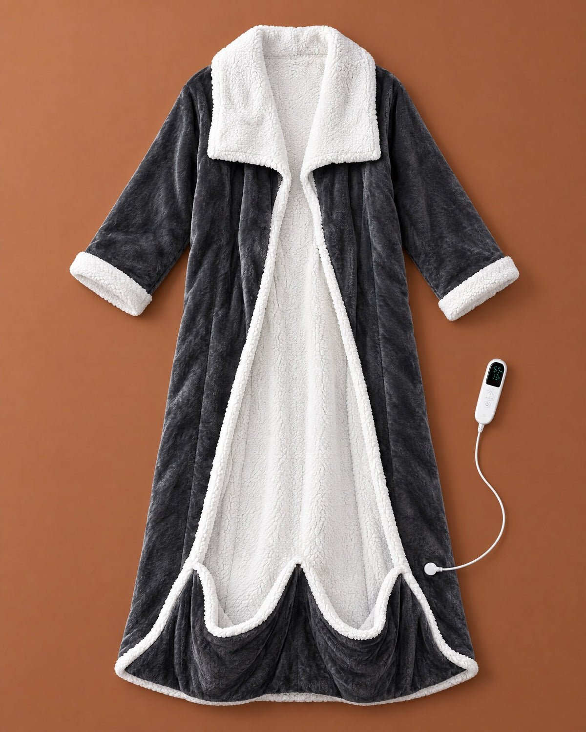 Wearable Heated Blanket Robe with Sleeves and Foot Pocket 1