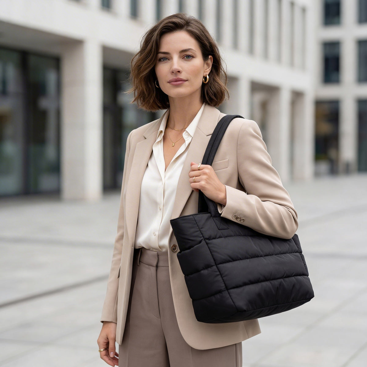 Quilted Puffy Tote Bag - Stylish, Roomy 20L Everyday Carryall 12
