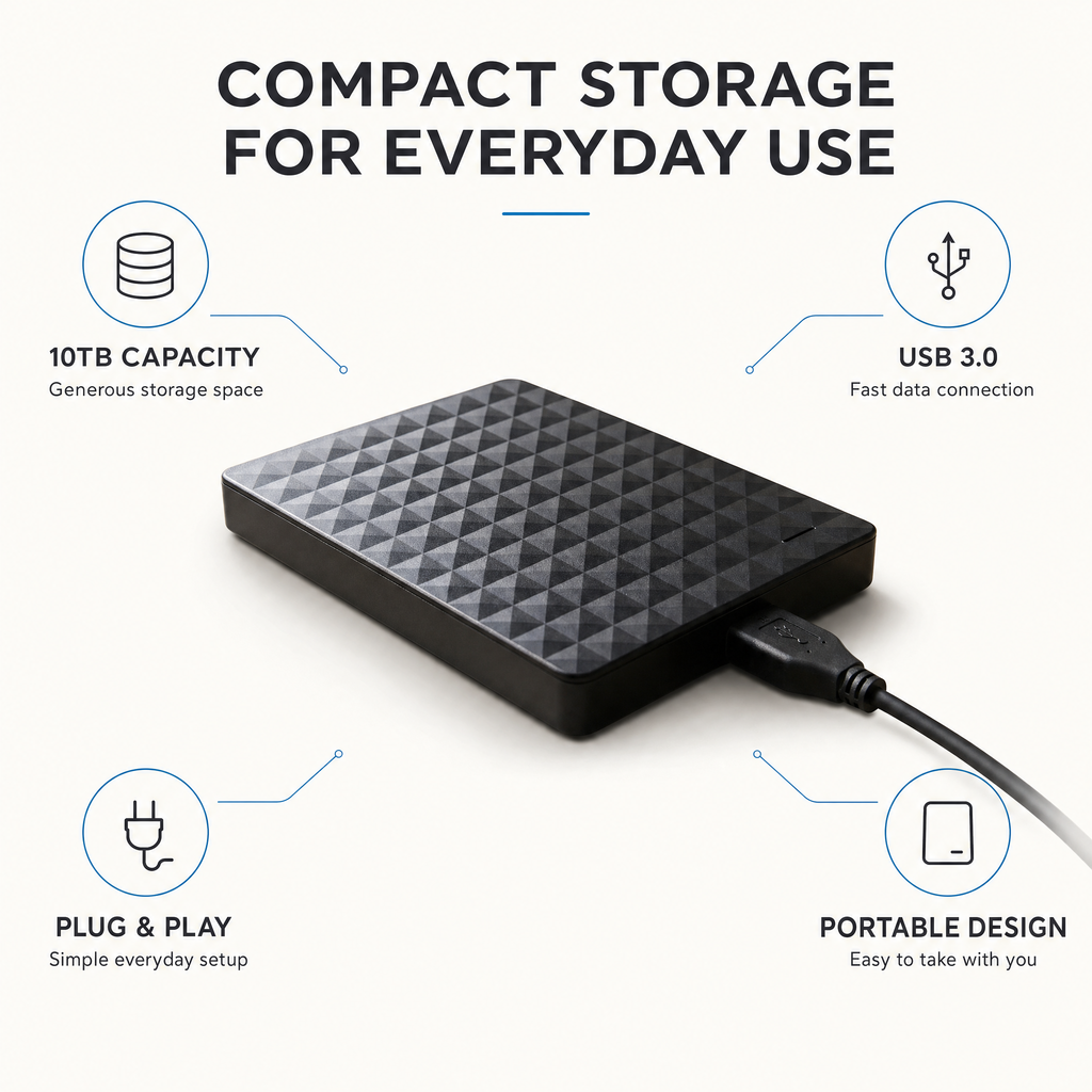 External HDD 10TB – Portable USB 3.0 Hard Drive for Files & Backups 3