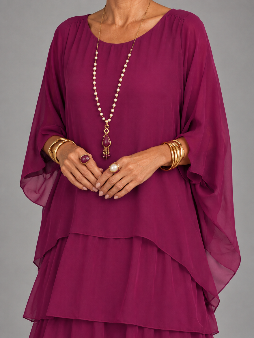 Elegant Flowing Layered Maxi Dress for Women – Loose Fit, Lightweight 24