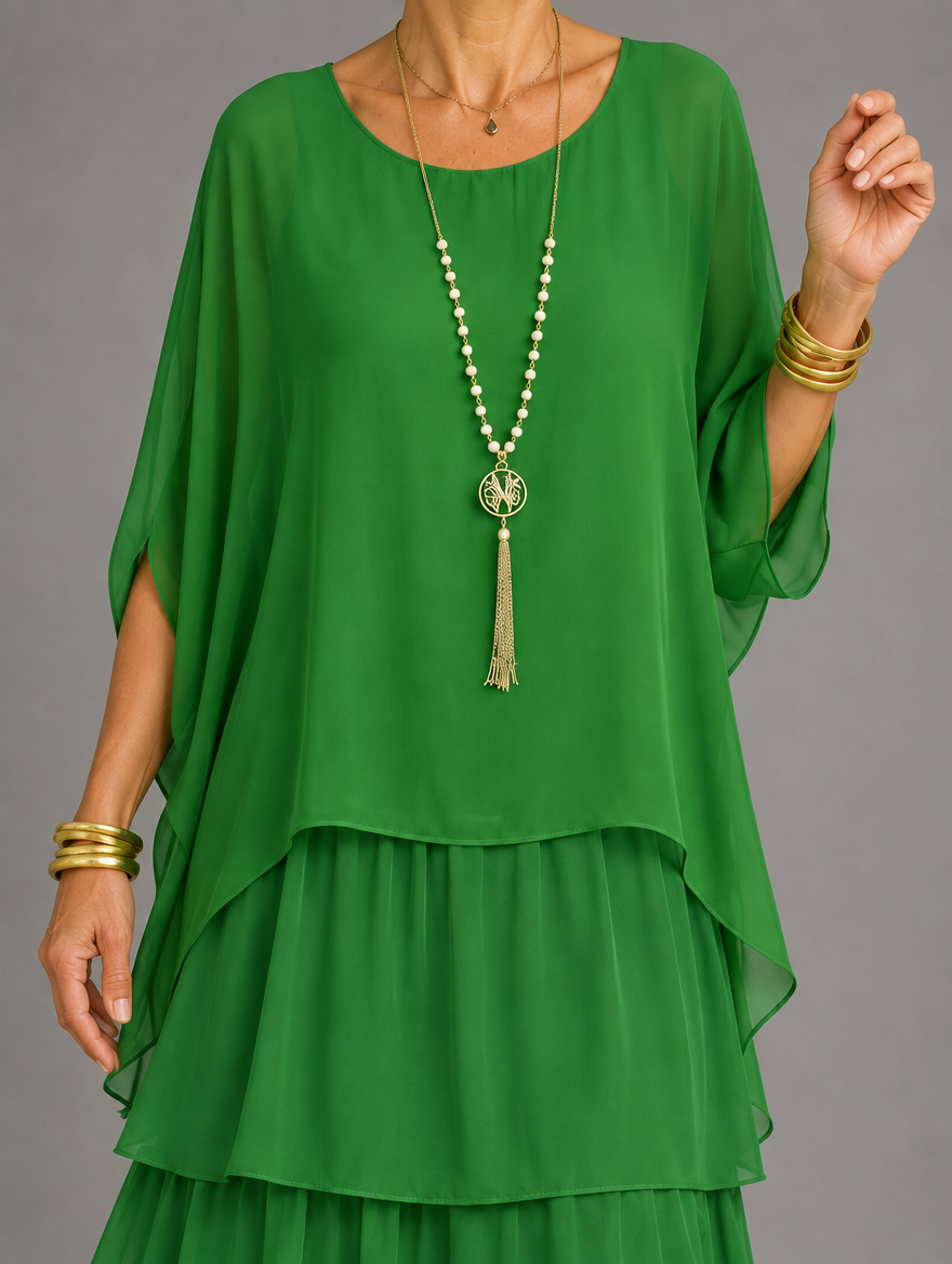 Elegant Flowing Layered Maxi Dress for Women – Loose Fit, Lightweight 33