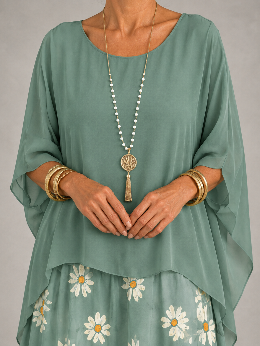 Elegant Flowing Layered Maxi Dress for Women – Loose Fit, Lightweight 36