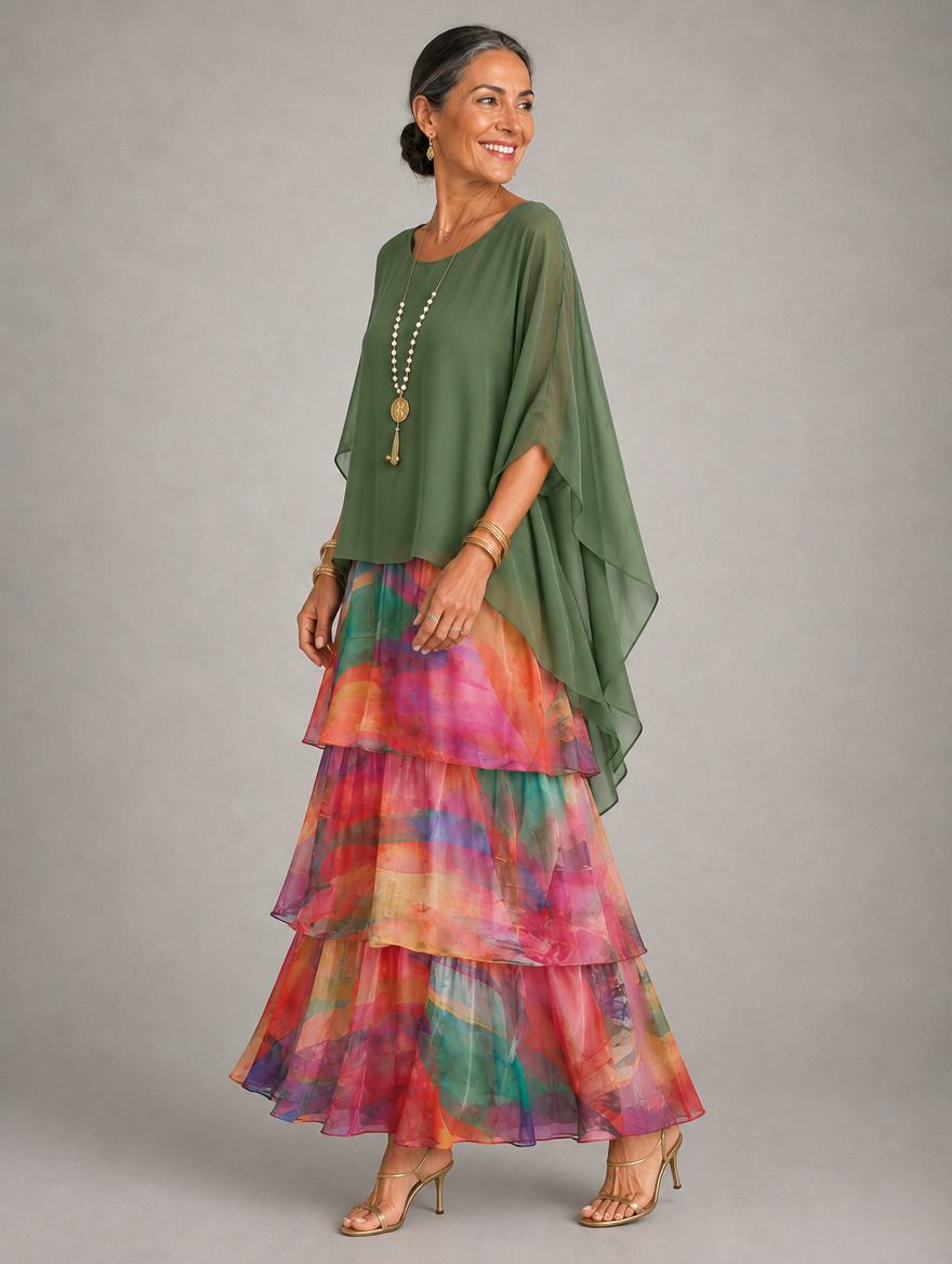 Elegant Flowing Layered Maxi Dress for Women – Loose Fit, Lightweight 37