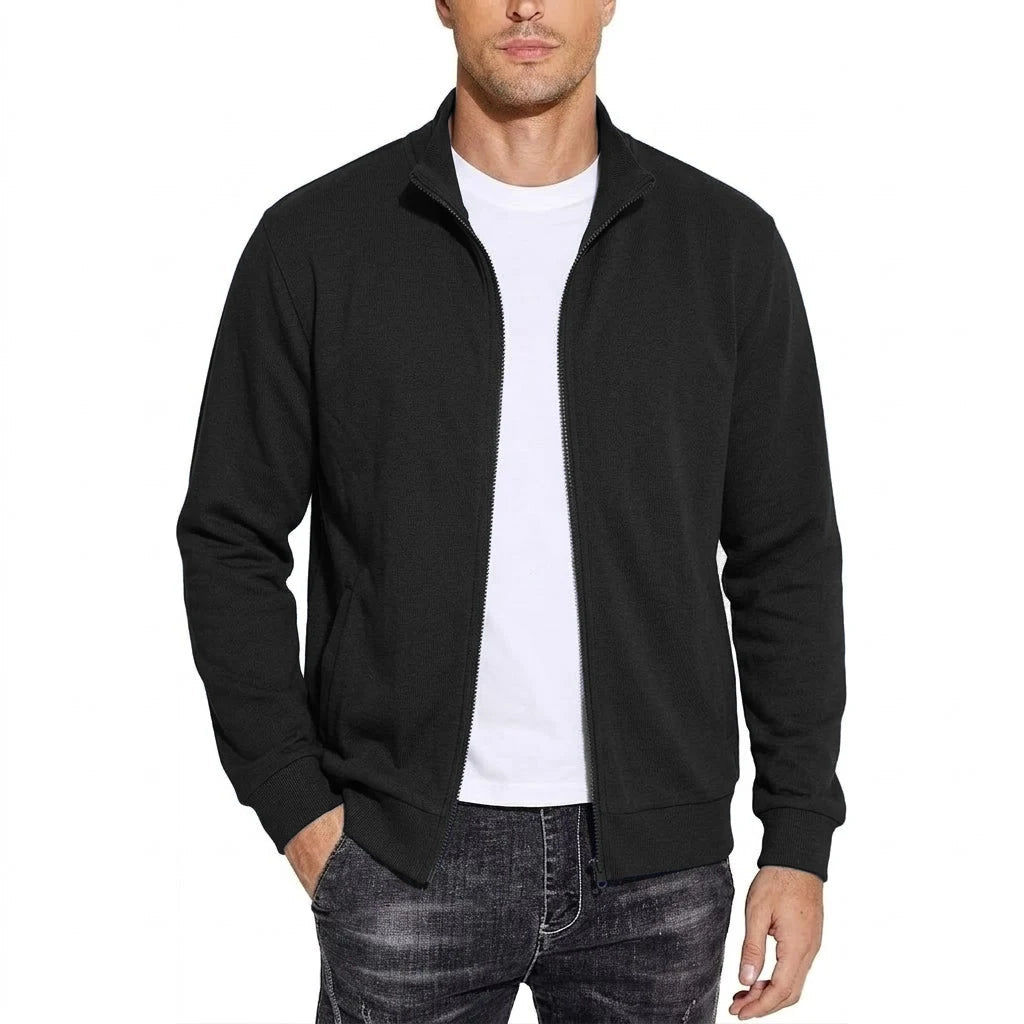 Men's Zip-Up Cotton Sweatshirt Jacket, Breathable Classic Relaxed Fit 1