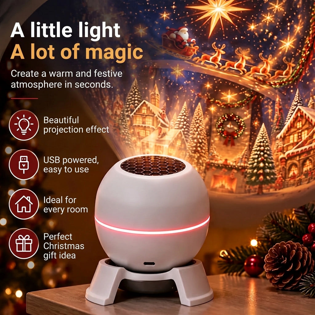 Christmas Light Projector with Animated Holiday Patterns, USB Powered 2