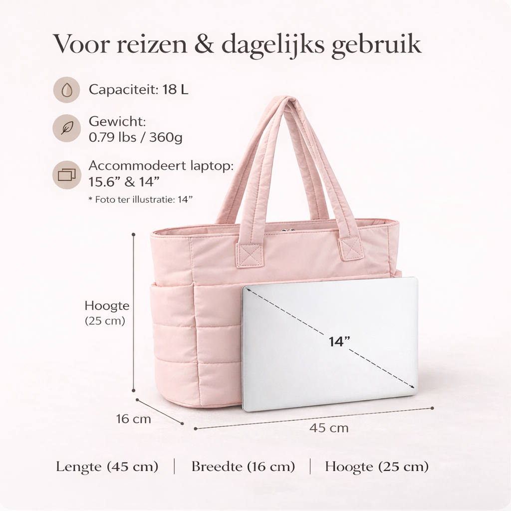Quilted Puffy Tote Bag - Stylish, Roomy 20L Everyday Carryall 5