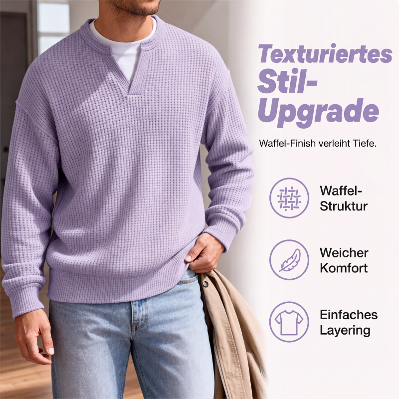 Long Sleeve Waffle Knit Mock Layer Top 3
