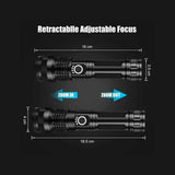 Heavy-Duty Waterproof LED Flashlight - Telescopic Zoom Torch for Hiking
