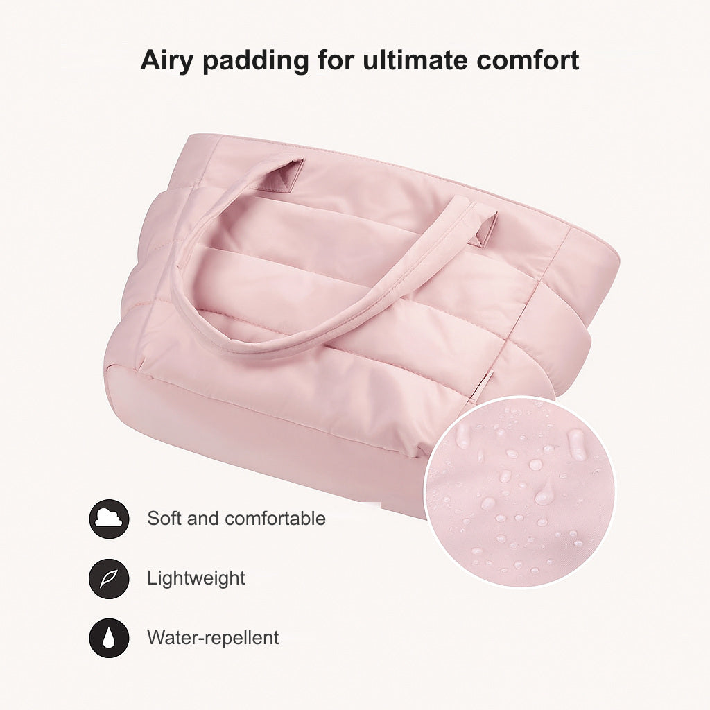 Quilted padding detail and water-repellent fabric