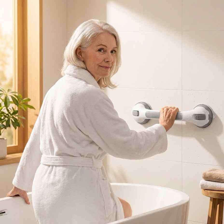 Suction Shower Grab Bar, No-Drill 16-Inch Bathroom Safety Handle 1